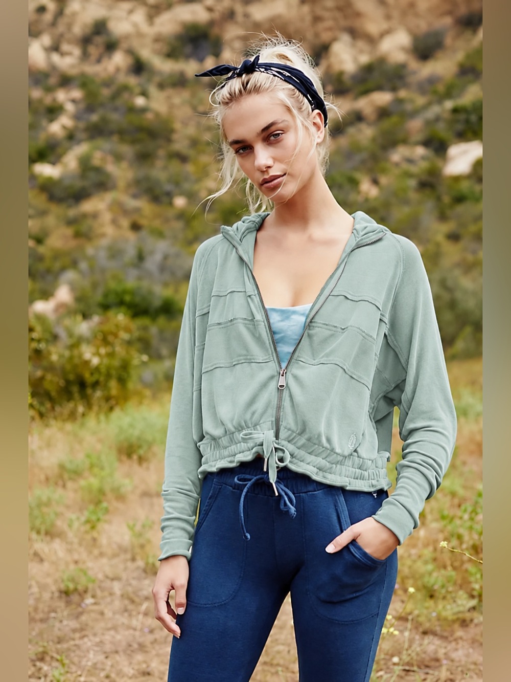 Free People Movement Trekking Out Sweatshirt Light Green